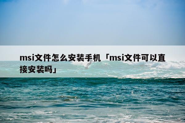 msi文件怎么安装手机「msi文件可以直接安装吗」