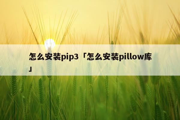 怎么安装pip3「怎么安装pillow库」