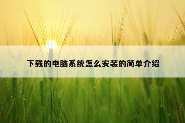 下载的电脑系统怎么安装的简单介绍