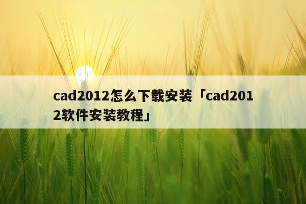 cad2012怎么下载安装「cad2012软件安装教程」