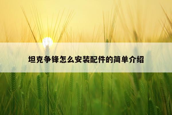 坦克争锋怎么安装配件的简单介绍