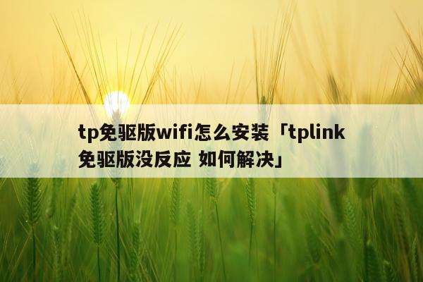 tp免驱版wifi怎么安装「tplink免驱版没反应 如何解决」