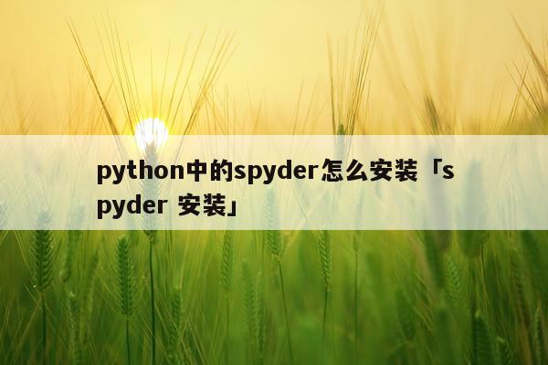 python中的spyder怎么安装「spyder 安装」