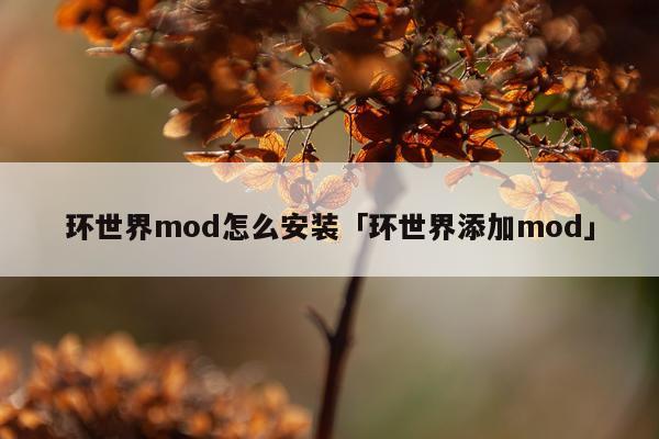环世界mod怎么安装「环世界添加mod」