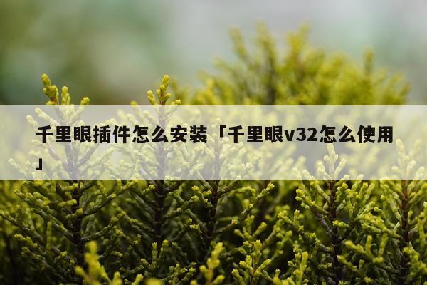 千里眼插件怎么安装「千里眼v32怎么使用」