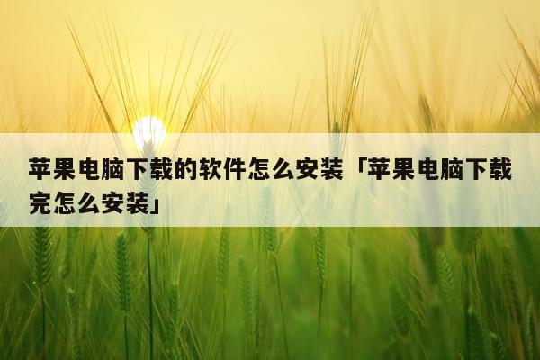 苹果电脑下载的软件怎么安装「苹果电脑下载完怎么安装」