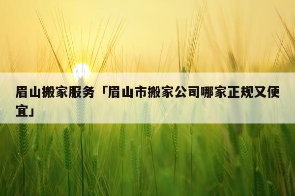 眉山搬家服务「眉山市搬家公司哪家正规又便宜」