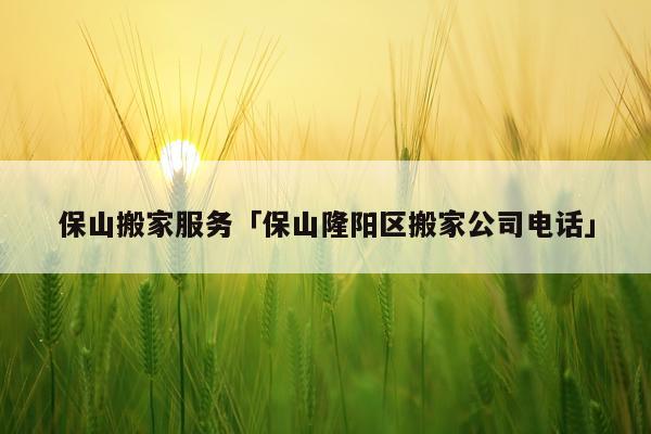 保山搬家服务「保山隆阳区搬家公司电话」