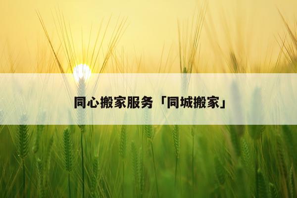 同心搬家服务「同城搬家」