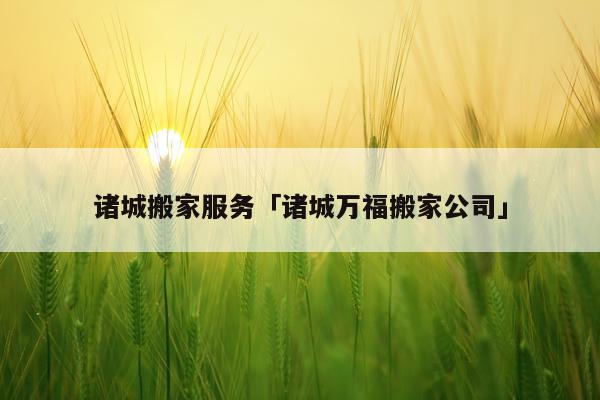诸城搬家服务「诸城万福搬家公司」