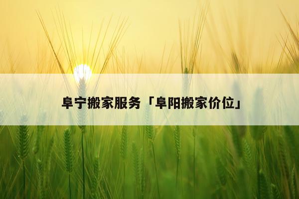 阜宁搬家服务「阜阳搬家价位」