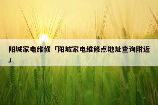 阳城家电维修「阳城家电维修点地址查询附近」