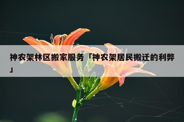 神农架林区搬家服务「神农架居民搬迁的利弊」