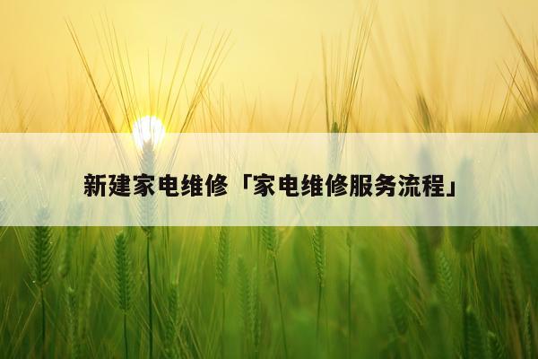 新建家电维修「家电维修服务流程」