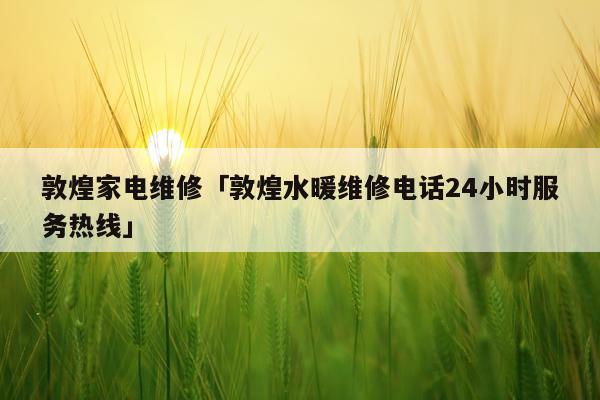敦煌家电维修「敦煌水暖维修电话24小时服务热线」